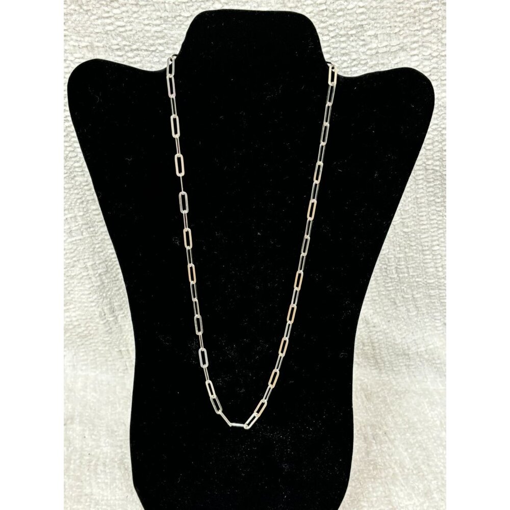 Sterling Silver Rectangular Link Chain Necklace S… - image 1